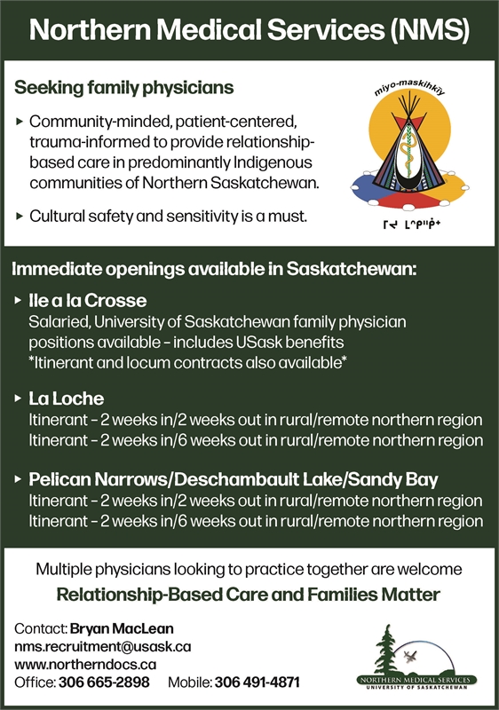 Northern Medical Services - Immediate Family Physician Openings in Saskatchewan